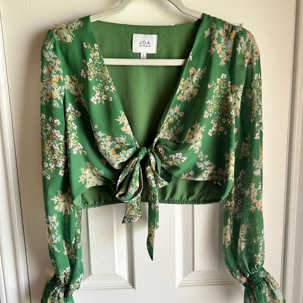 Green Floral Crop Top